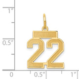 14k Small Satin Number 22 Charm LSS22