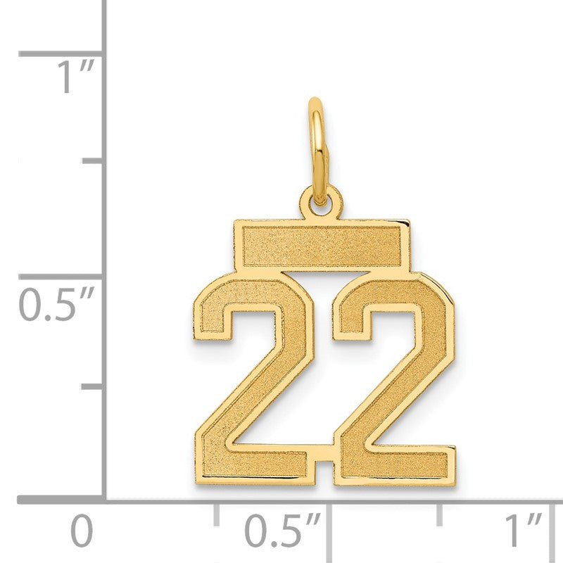 14k Small Satin Number 22 Charm LSS22