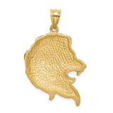 14K Brushed Diamond-cut Lion Head Pendant D4480