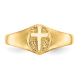 14k Polished Cross Size 3.5 Baby / Childs Ring R192