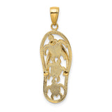 14K Green Enameled Cut-out Flip Flop with Sea Turtles Pendant YC869