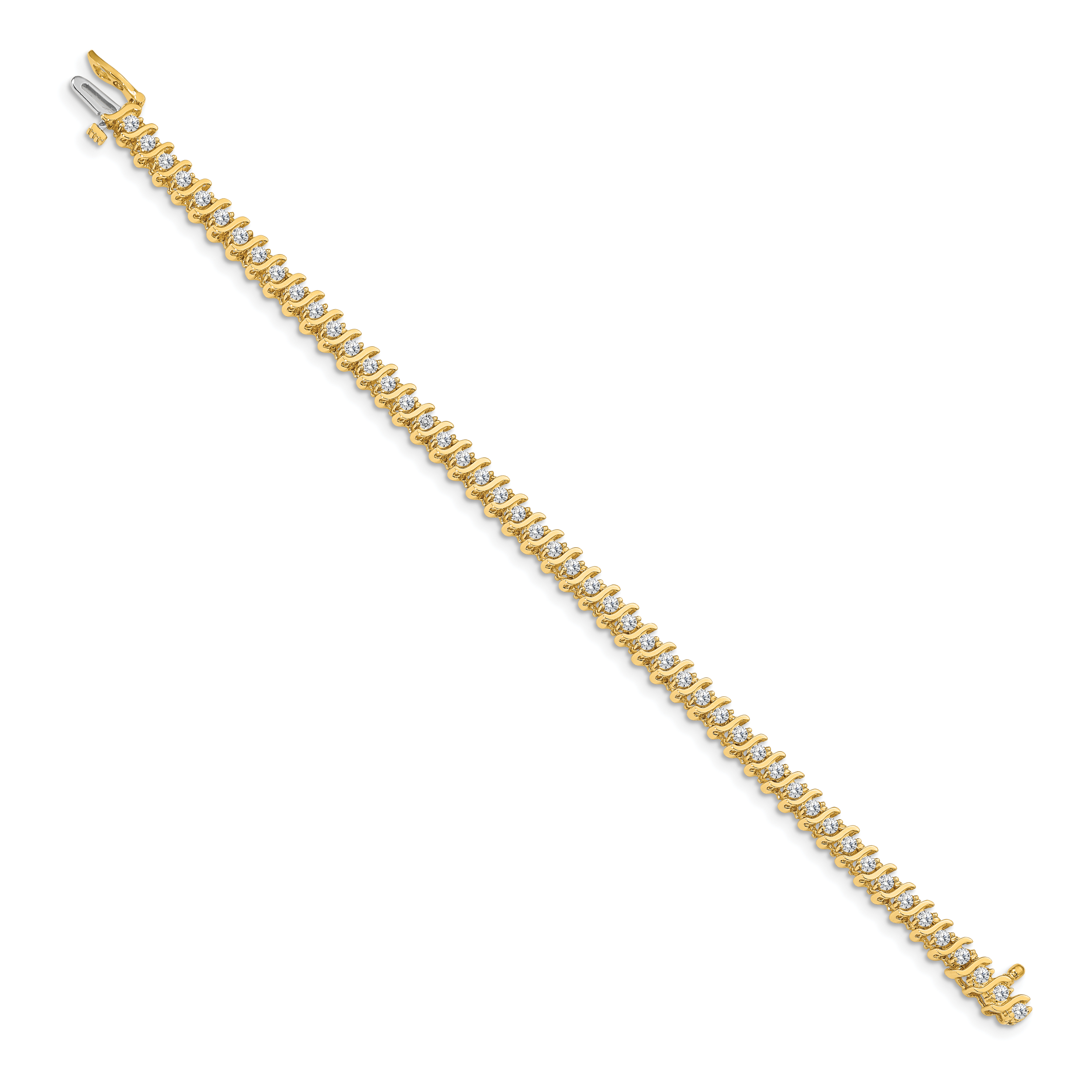 14k Complete 2 carat Round AAA Diamond 2-prong S-link 7 inch Tennis Bracelet X703AAA