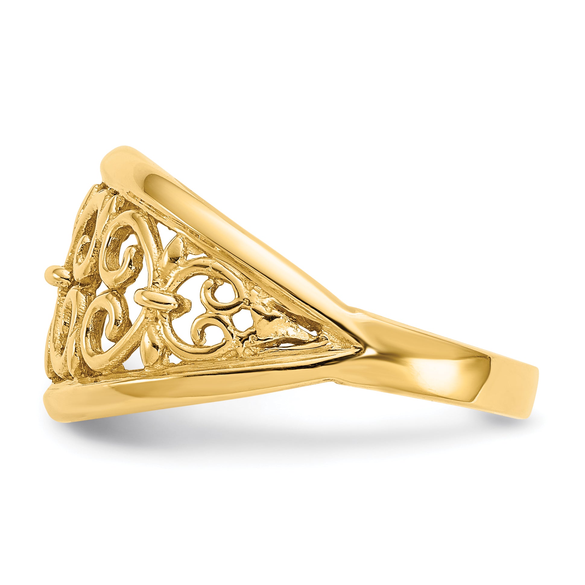 14K Fleur-De-Lis Tapered Filigree Ring K4606