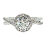 14K White Gold Love Earth 1.20 TWT Lab Diamond Halo Ring