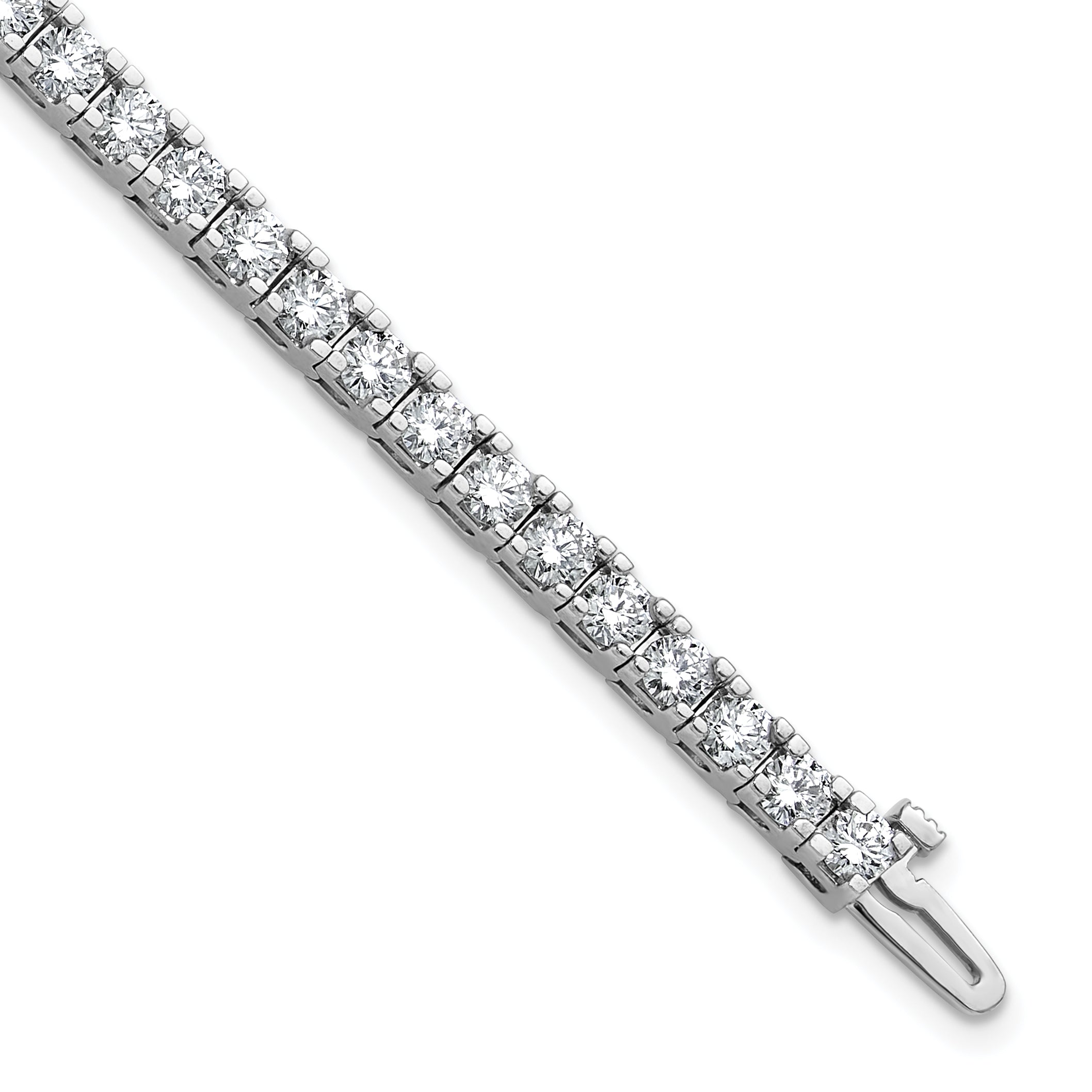 14k White Gold Complete 6.44 carat Round A Diamond 4-prong 7 inch Tennis Bracelet X735WA