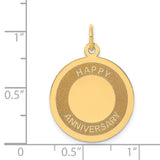14K HAPPY ANNIVERSARY 20mm Engravable Disc Charm A1953