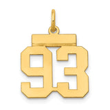 14k Small Polished Number 93 Charm LS93