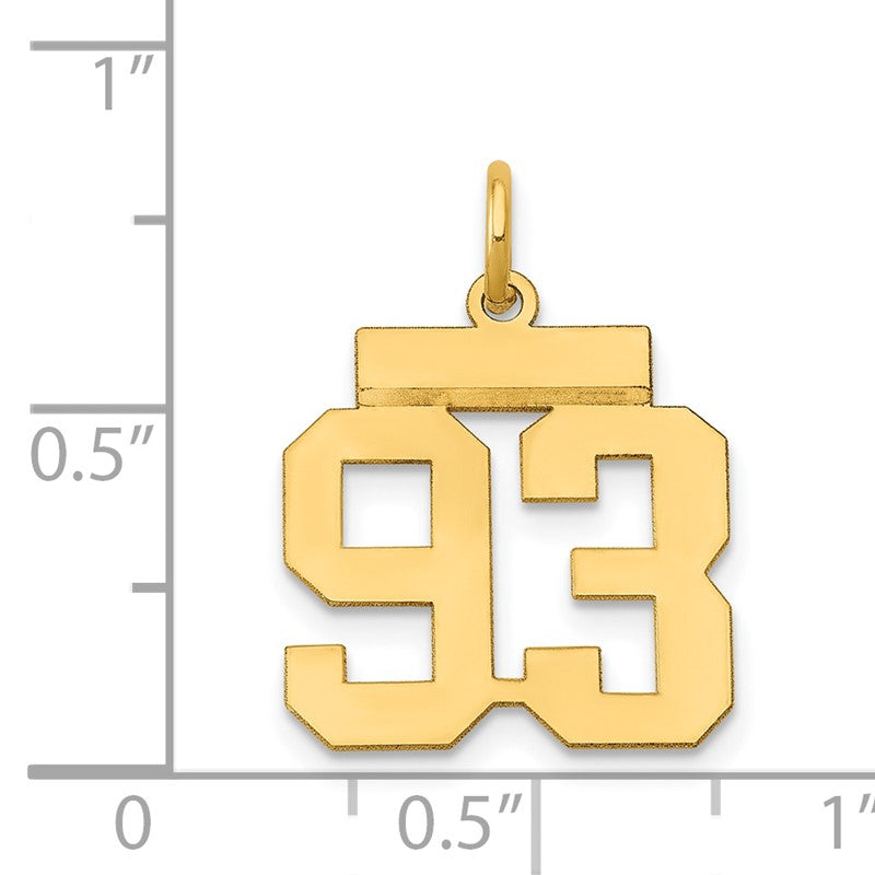 14k Small Polished Number 93 Charm LS93