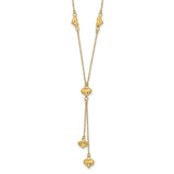 14k Polished Diamond-cut Puffed Hearts 16 inch Lariat Necklace Plus 2 inch Extender SF2522