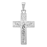 14k White Gold Large Filigree Crucifix Pendant C2803