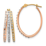 14k Tri-color Diamond Fascination Diamond Dust/Accent Oval 3-Hoop Earrings DF287