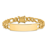 14k Polished Solid Chain/Solid Plate Figaro Link 47x12mm Plate 8 inch ID Bracelet LK109ID