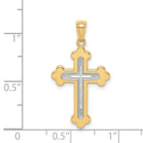 14k Two-tone Polished Budded Cross Pendant K5505