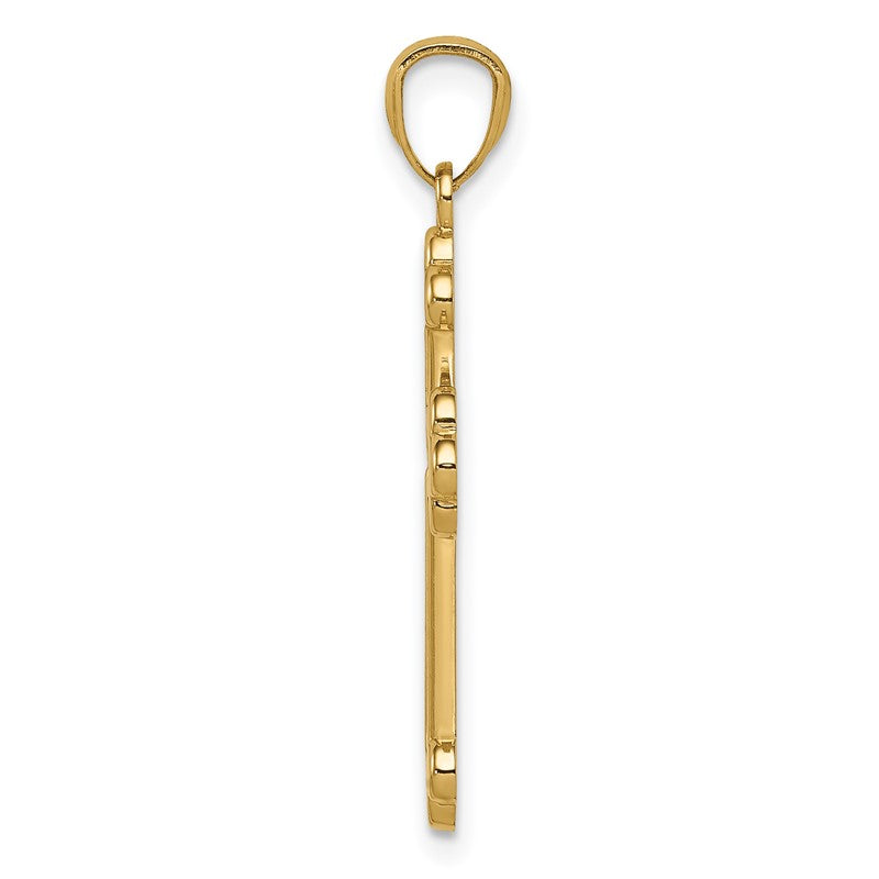 14k Two-tone Polished Budded Cross Pendant K5505