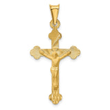 14k Polished Satin and Diamond-cut Crucifix Pendant K5554