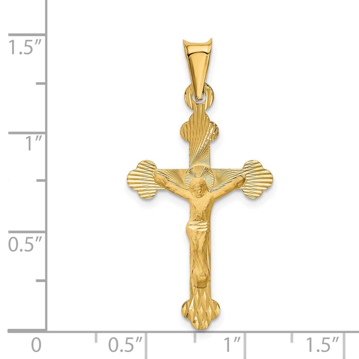14k Polished Satin and Diamond-cut Crucifix Pendant K5554