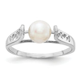 14k White Gold 6mm White Freshwater Cultured Pearl Filigree Ring Y1846PL