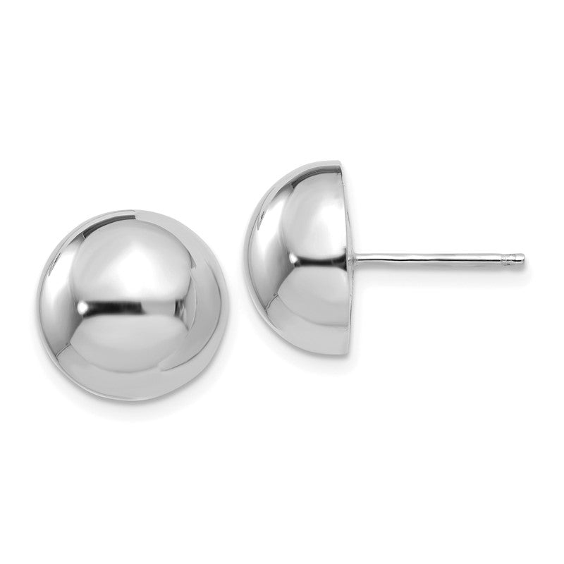 14k White Gold 12mm Polished Half Ball Post Earrings H970