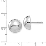 14k White Gold 12mm Polished Half Ball Post Earrings H970