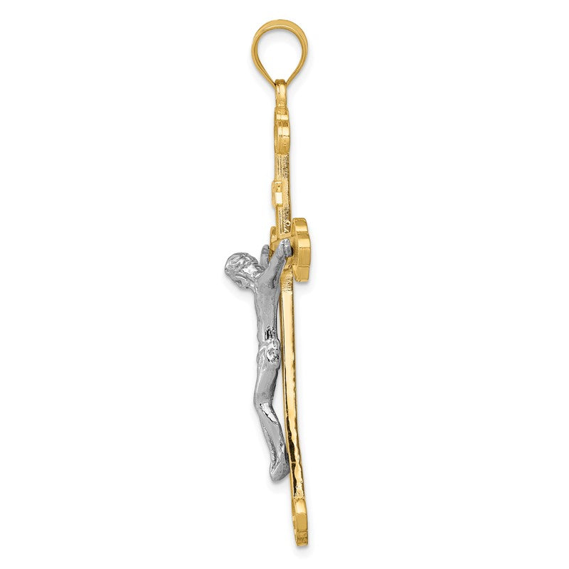 14k Two-tone INRI Crucifix Pendant D1665