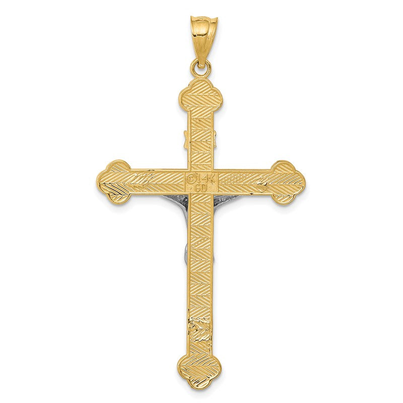 14k Two-tone INRI Crucifix Pendant D1665