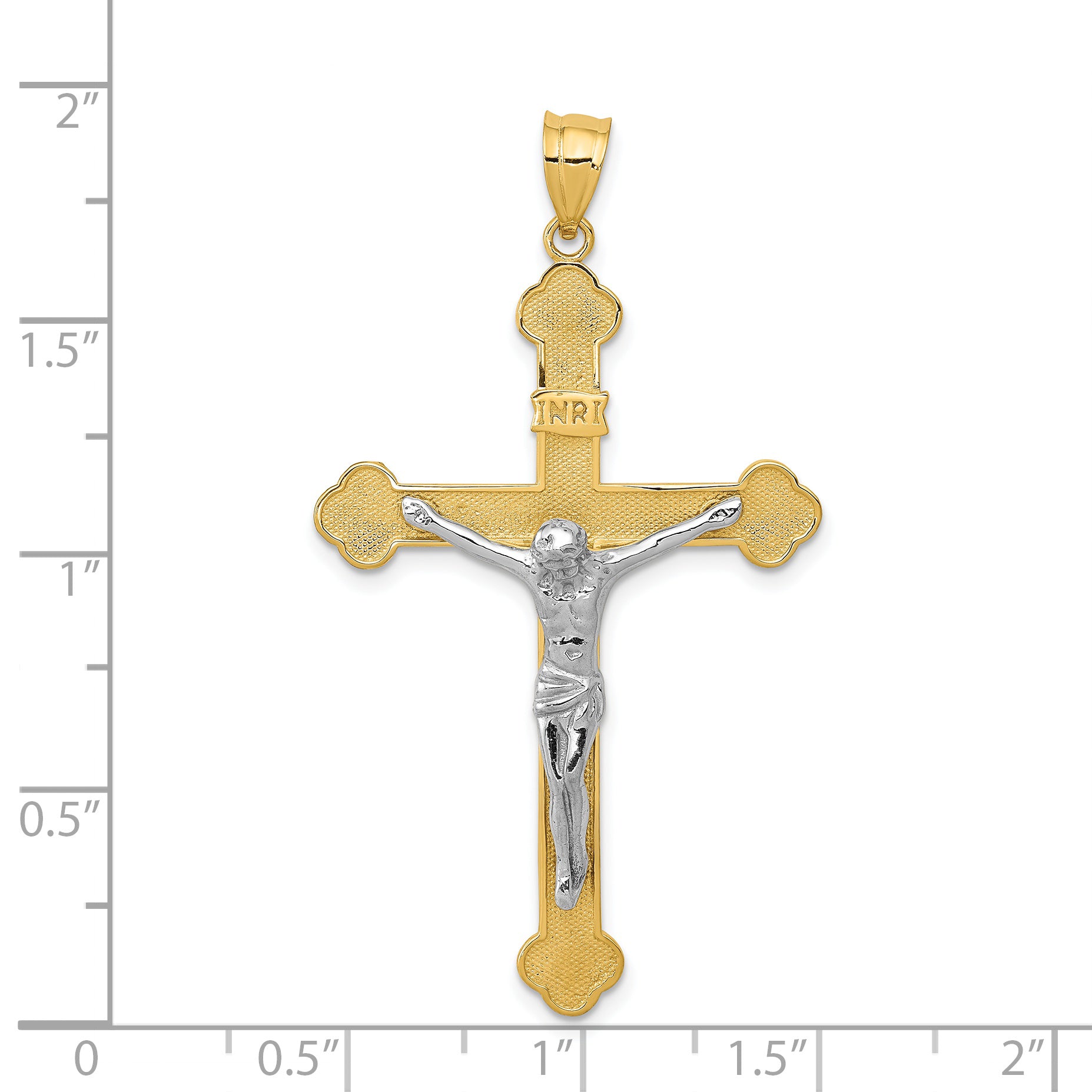 14k Two-tone INRI Crucifix Pendant D1665