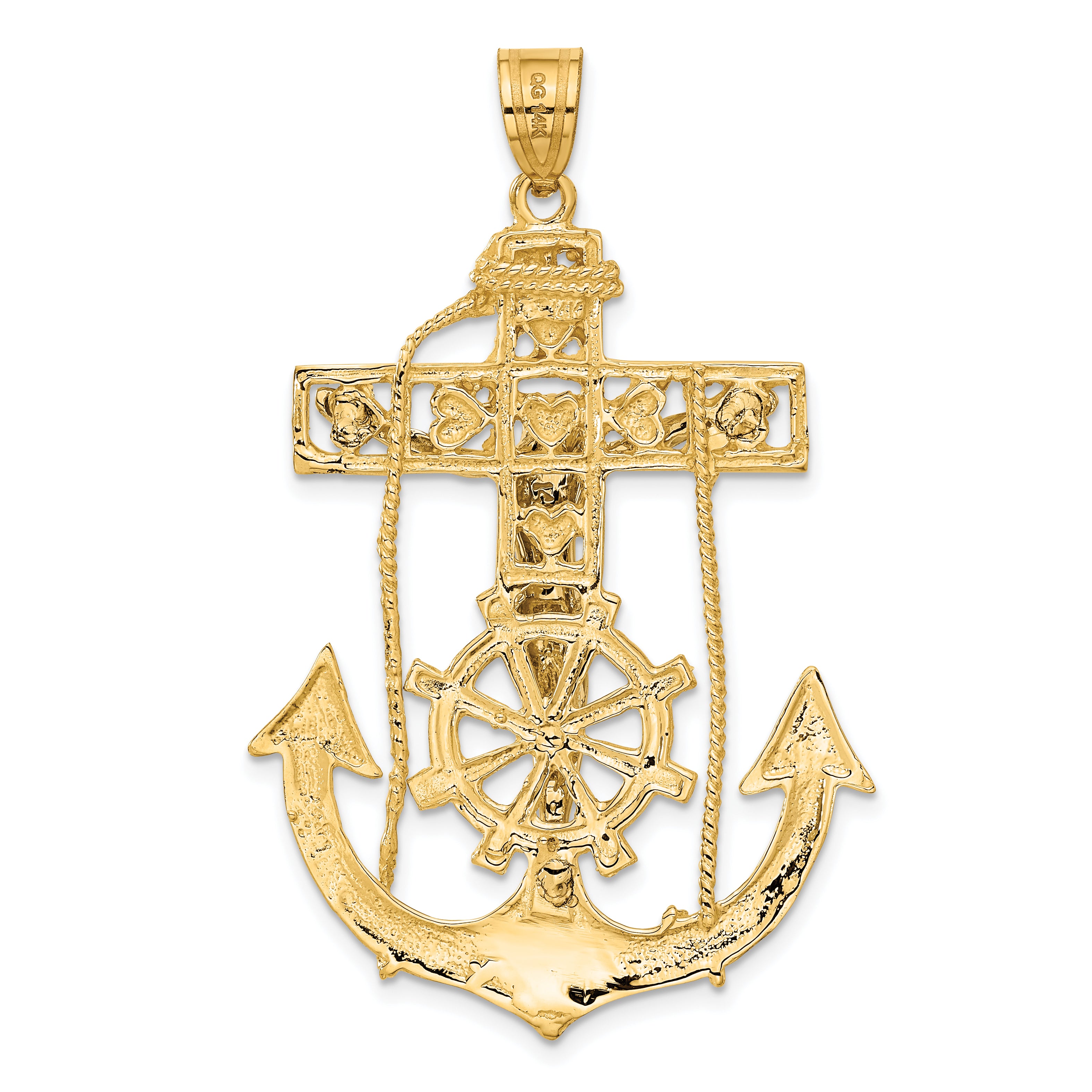 14k Two-tone Large Mariners Crucifix Pendant C1419