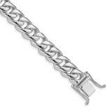 14K White Gold 20 inch 9.6mm Hand Polished Rounded Curb Link with Box Catch Clasp Chain WLK126