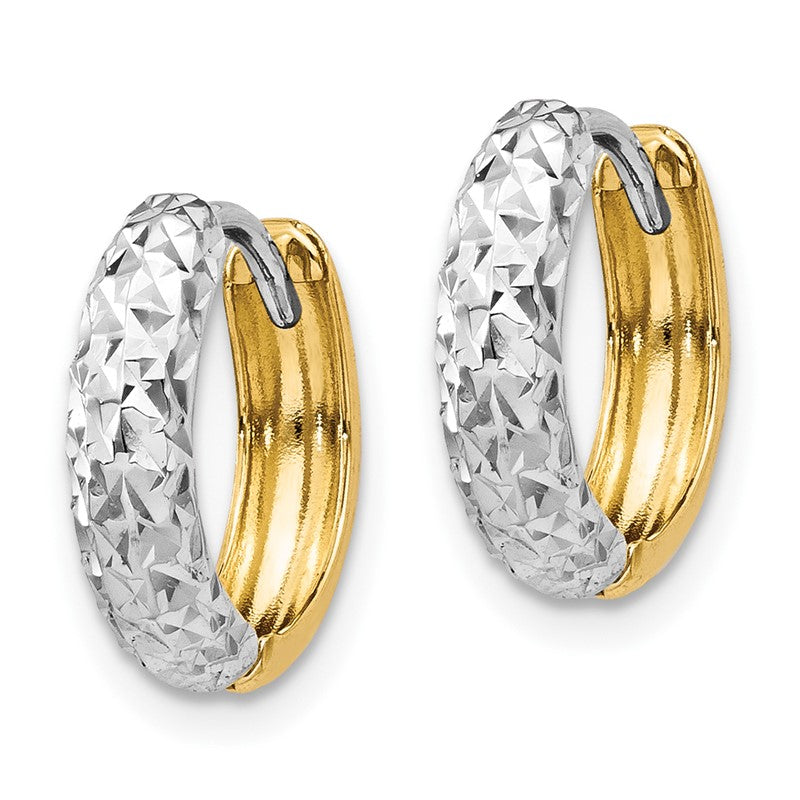 14k Two-tone Diamond-cut Hoop Earrings TM468