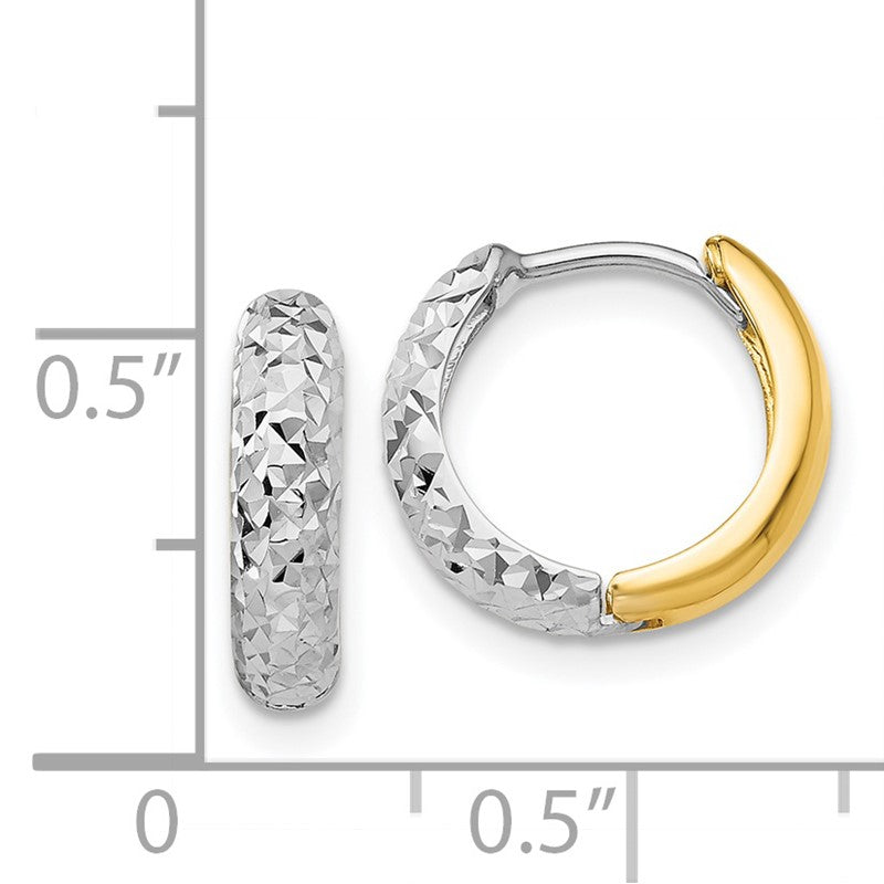 14k Two-tone Diamond-cut Hoop Earrings TM468