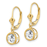 14k 6mm Round Cubic Zirconia Bezel Leverback Dangle Earrings XLB101CZ