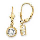 14k 6mm Round Cubic Zirconia Bezel Leverback Dangle Earrings XLB101CZ