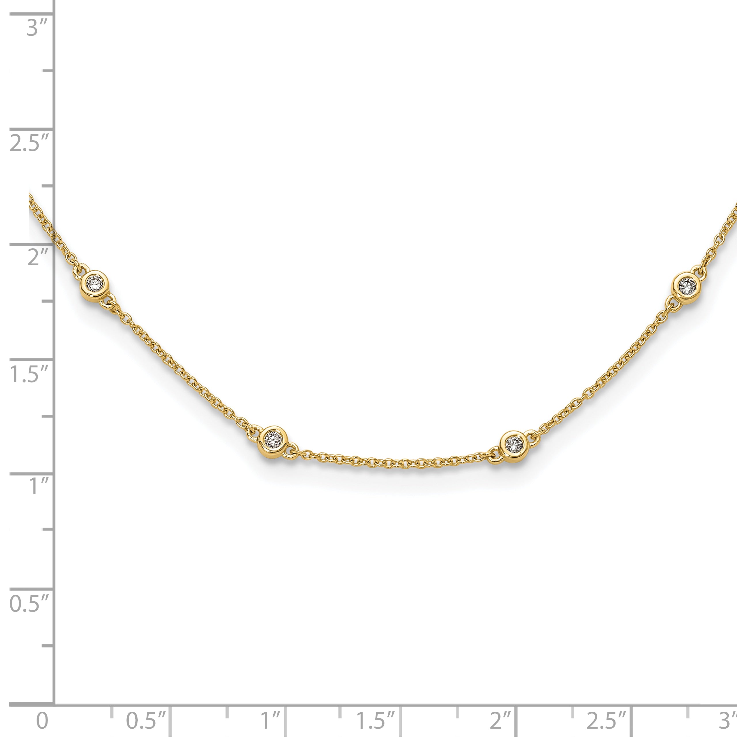 14k White Gold Complete 1/3 carat Bezel-set Diamond and Cable Chain 16-Station 16 inch Necklace PM1007