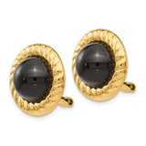 14k Omega Clip Black Onyx Cabochon 16mm Non-Pierced Earrings H930