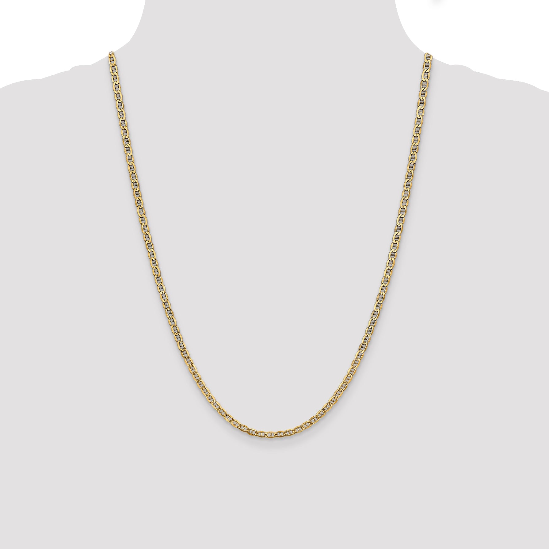 14K 10 inch 3.2mm Semi-Solid Anchor with Lobster Clasp Anklet BC122