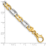 14K Two-tone 18 inch 5.5mm Hand Polished Fancy Link with Fancy Lobster Clasp Chain LK522