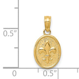 14k Polished Small Fleur De Lis in Oval Pendant D4369