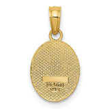 14k Polished Small Fleur De Lis in Oval Pendant D4369