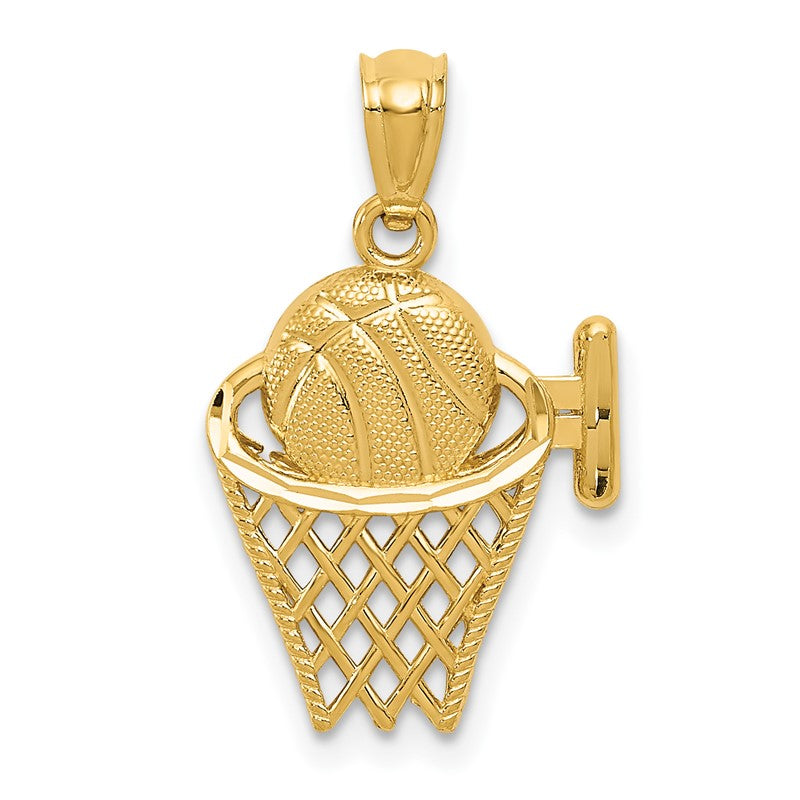 14k Basketball in the Net Pendant YC649