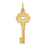 14K Polished Fancy Edge Heart Key Charm C1028