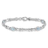 14k White Gold Complete Oval Amethyst Fancy Link 7 inch Bracelet BM4497