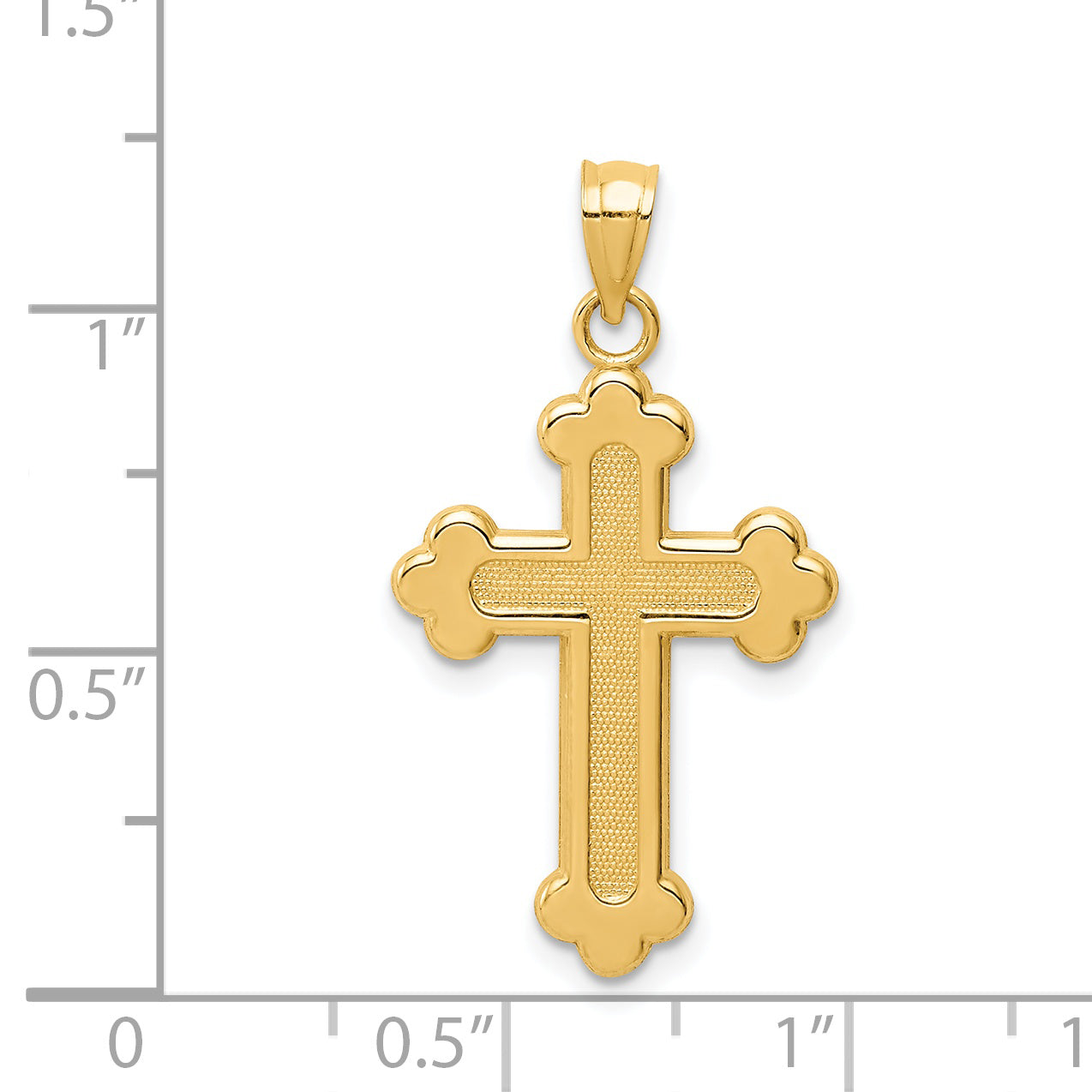 14K Satin and Polished Budded Cross Pendant K6247