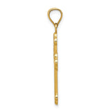 14K Satin and Polished Budded Cross Pendant K6247