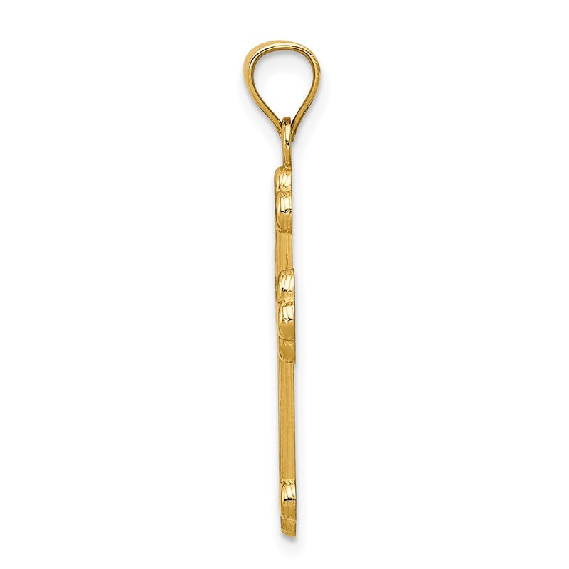 14K Satin and Polished Budded Cross Pendant K6247