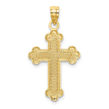 14K Satin and Polished Budded Cross Pendant K6247