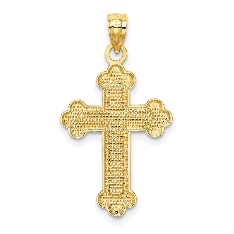 14K Satin and Polished Budded Cross Pendant K6247