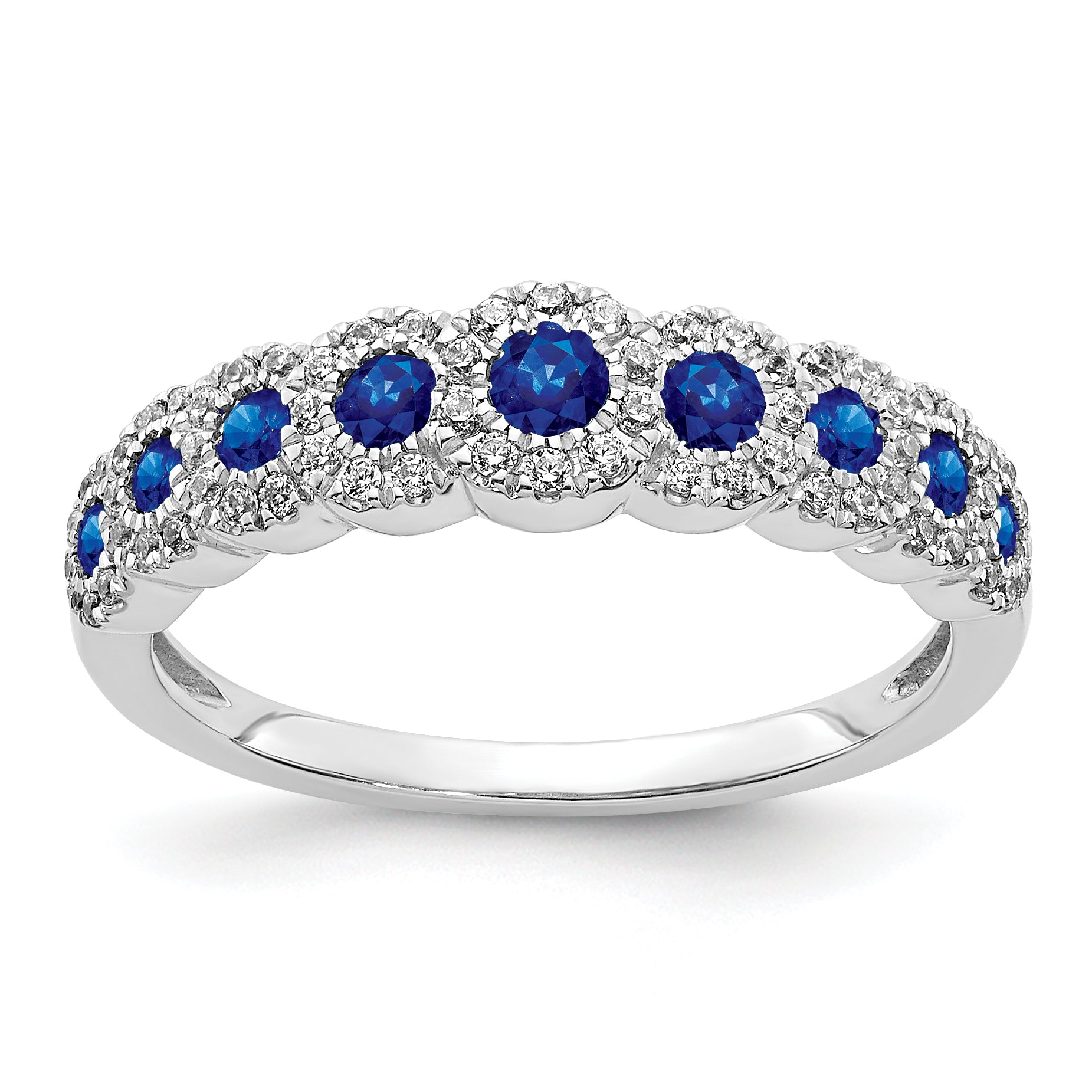 14k White Gold Diamond and Emerald Polished Ring RM5741