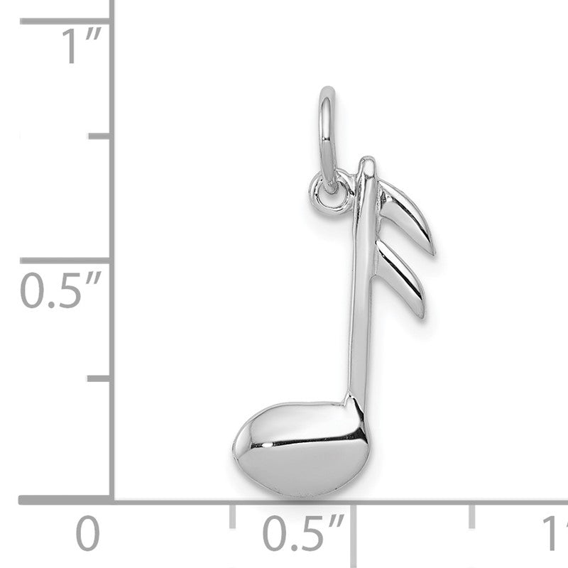 14k White Gold Polished Flat-Backed Musical Note Charm K950
