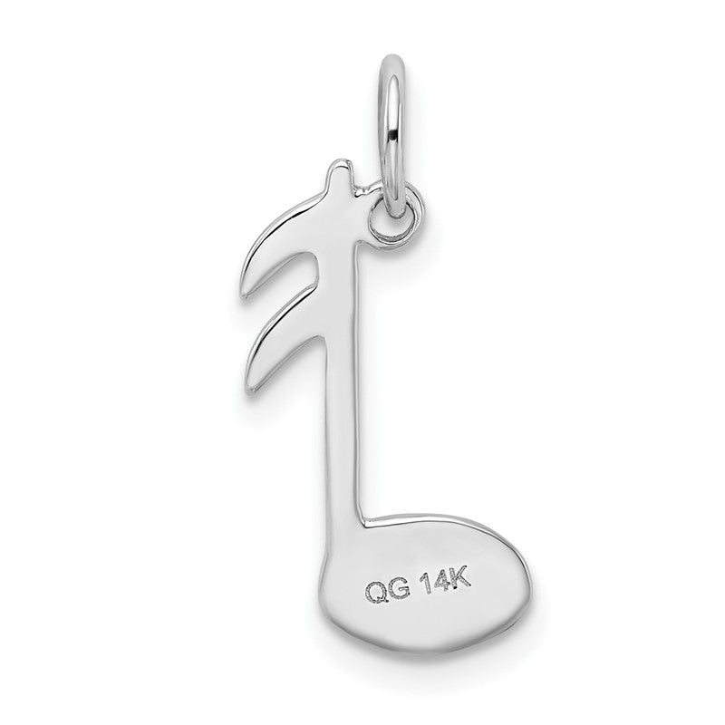 14k White Gold Polished Flat-Backed Musical Note Charm K950
