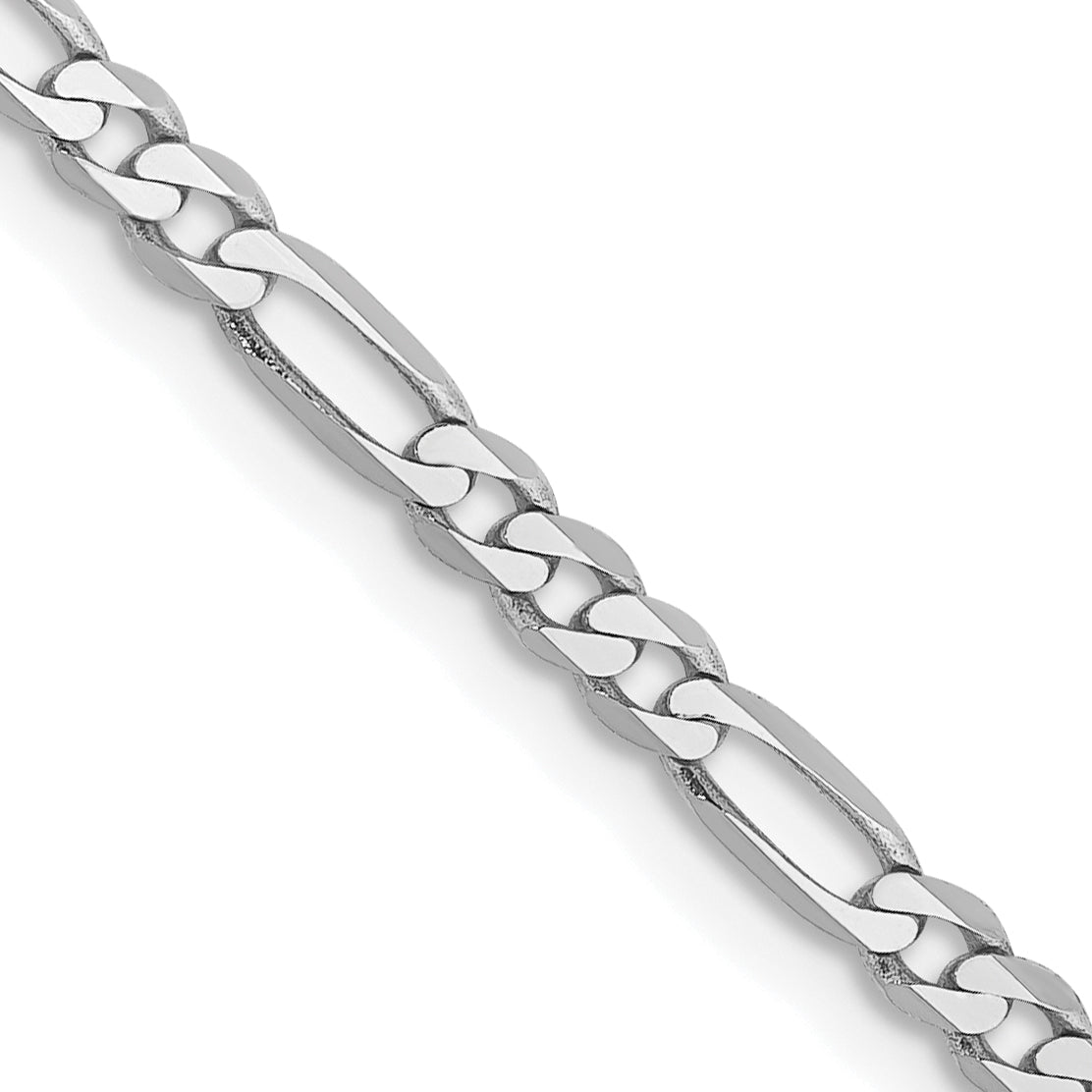 14K White Gold 10 inch 2.75mm Flat Figaro with Lobster Clasp Anklet WFIG070